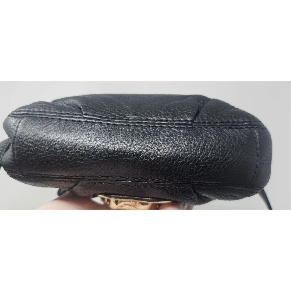 Michael Kors Charlton Small Crossbody Bag Black Leather Gold Buckle Lock VGUC